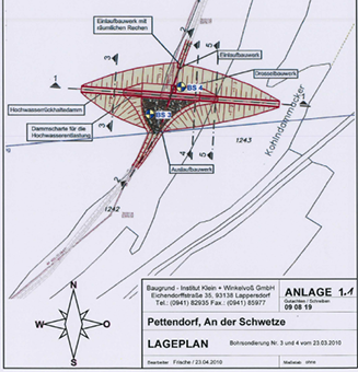 Plan des Rückhaltedamms der Gemeinde Pettendorf