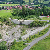Murfangsperre Zillenbach nach Fertigstellung.