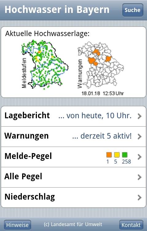 Infoseite  Hochwasserwarnungen