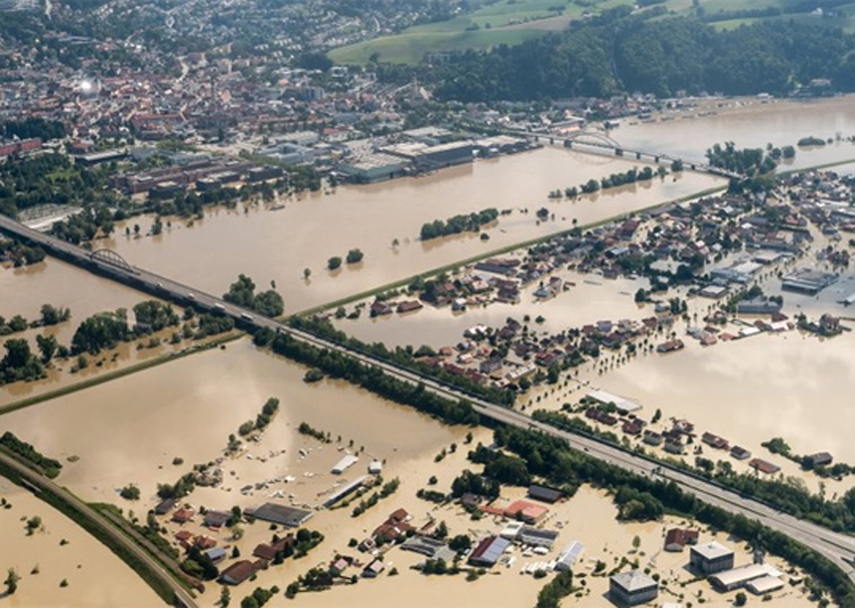 Hochwasserereignis im Luftbild von Fischerdorf