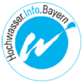 Logo das Auftritts Hochwasserinfo Bayern; Link führt zu Startseite des Angebots www.Hochwasserinfo Bayern